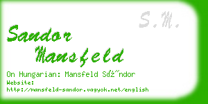 sandor mansfeld business card